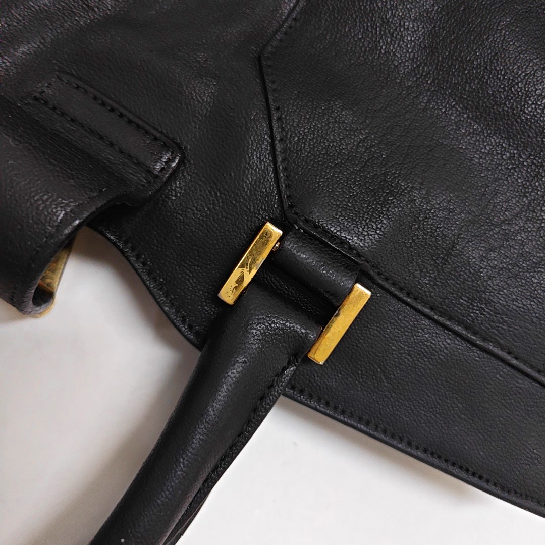 YSL CHYC Y LIGNE Small size Black cowhide tote bag Golden hardware-(SKU)-950515065