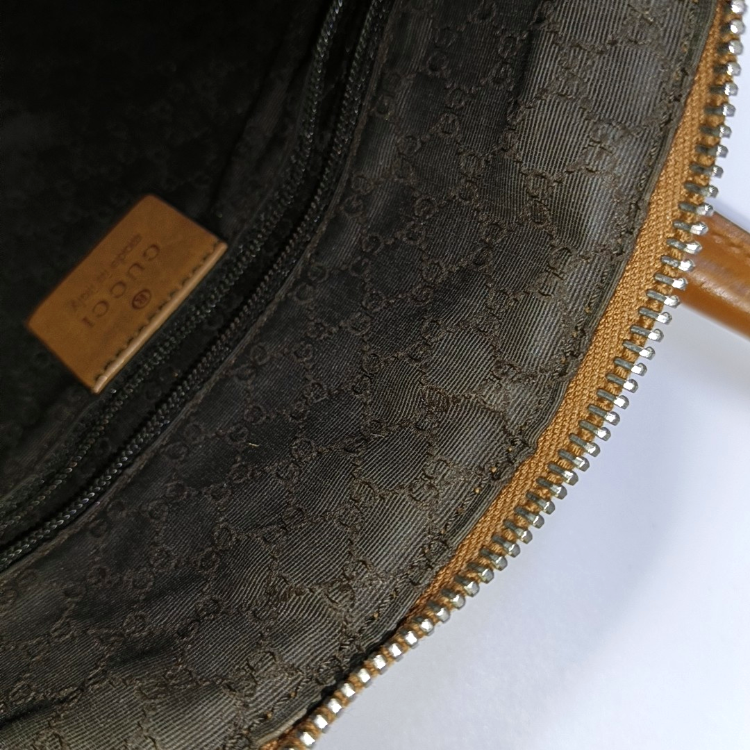 GUCCI Brown Leather Tote Bag Shoulder Bag Golden hardware-(SKU)-932783273