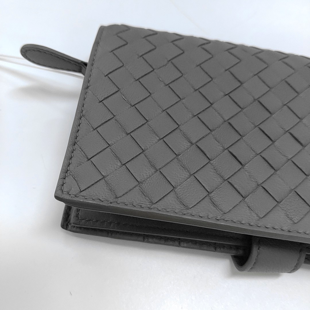 BOTTEGA VENETA Gray Cowhide Braided Hand Clutch Black hardware-(SKU)-960194982