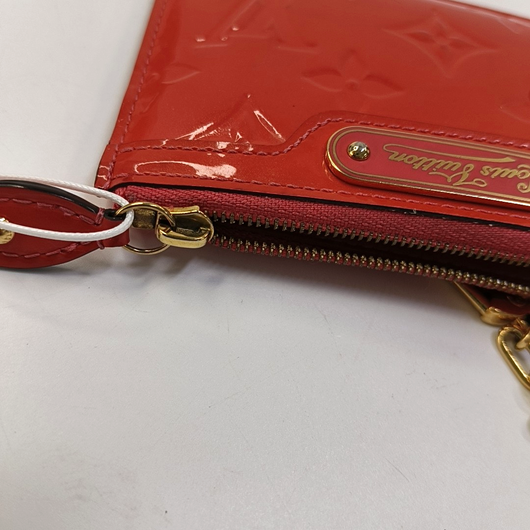 LOUIS VUITTON Orange patent leather old floral embossed wallet Golden hardware-(SKU)-957410293