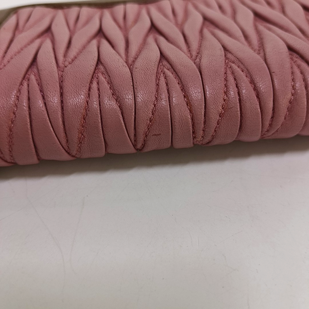 Miu Miu Pink sheepskin quilted wallet Silver Hardware-(SKU)-950469660