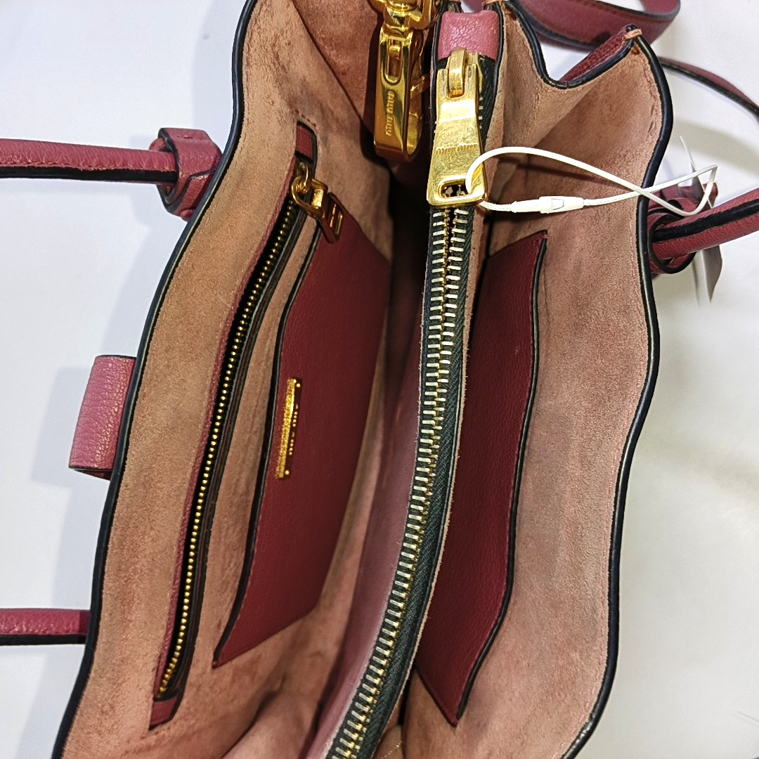 Miu Miu Pink Cowhide Single Shoulder Bag Golden hardware Removable shoulder strap-(SKU)-947216703