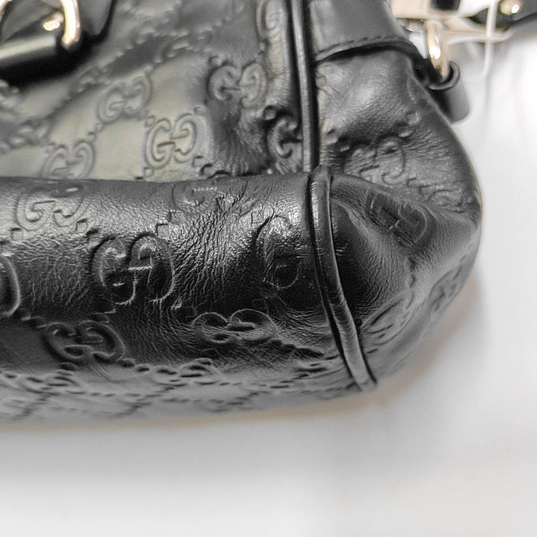 GUCCI Black cowhide monogram embossed handbag Silver Hardware-(SKU)-951637057