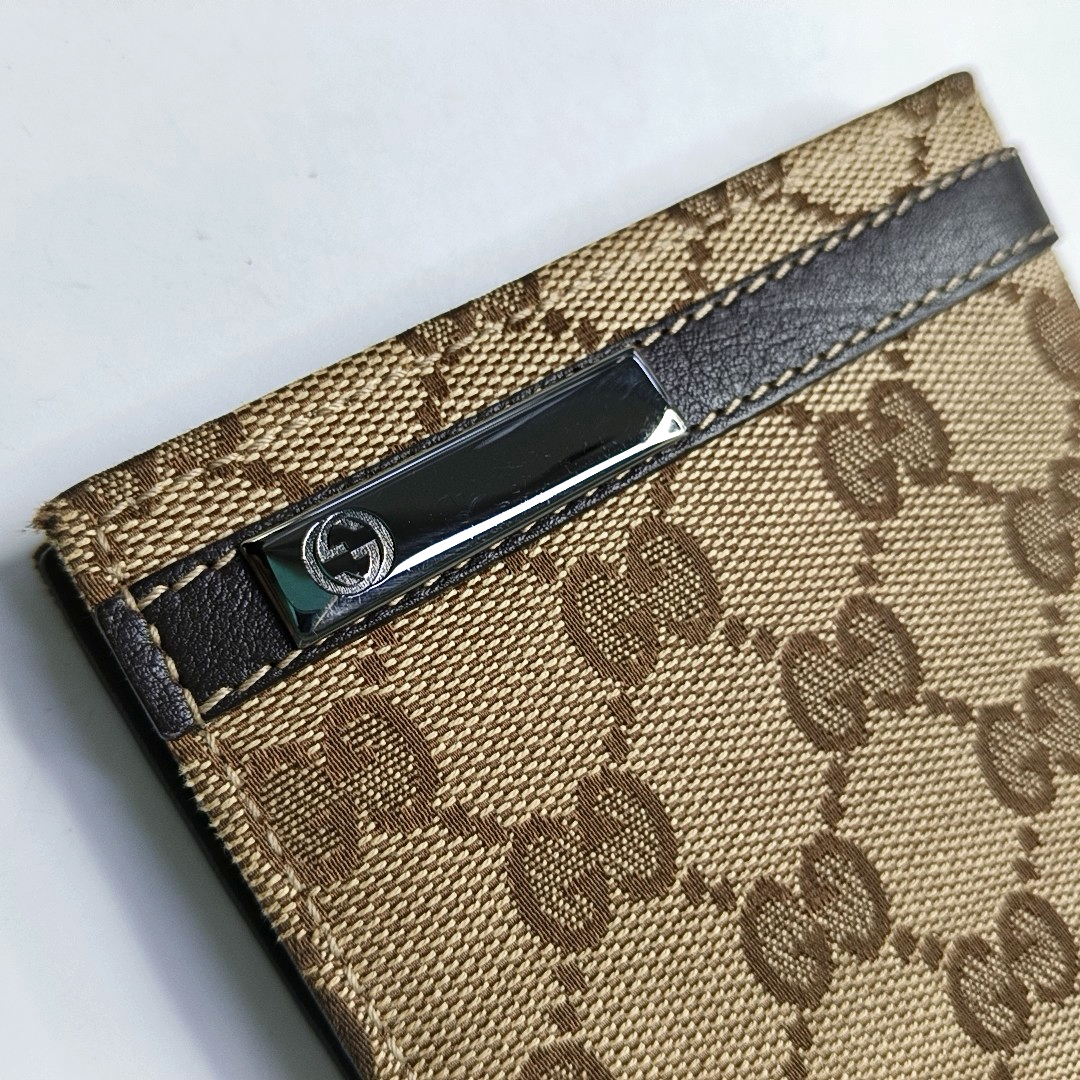 GUCCI Brown Canvas Monogrammed Wallet Golden hardware-(SKU)-953543328