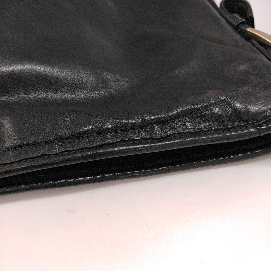 PRADA Black Leather Crossbody Bag Single Shoulder Bag Silver Hardware-(SKU)-960372112