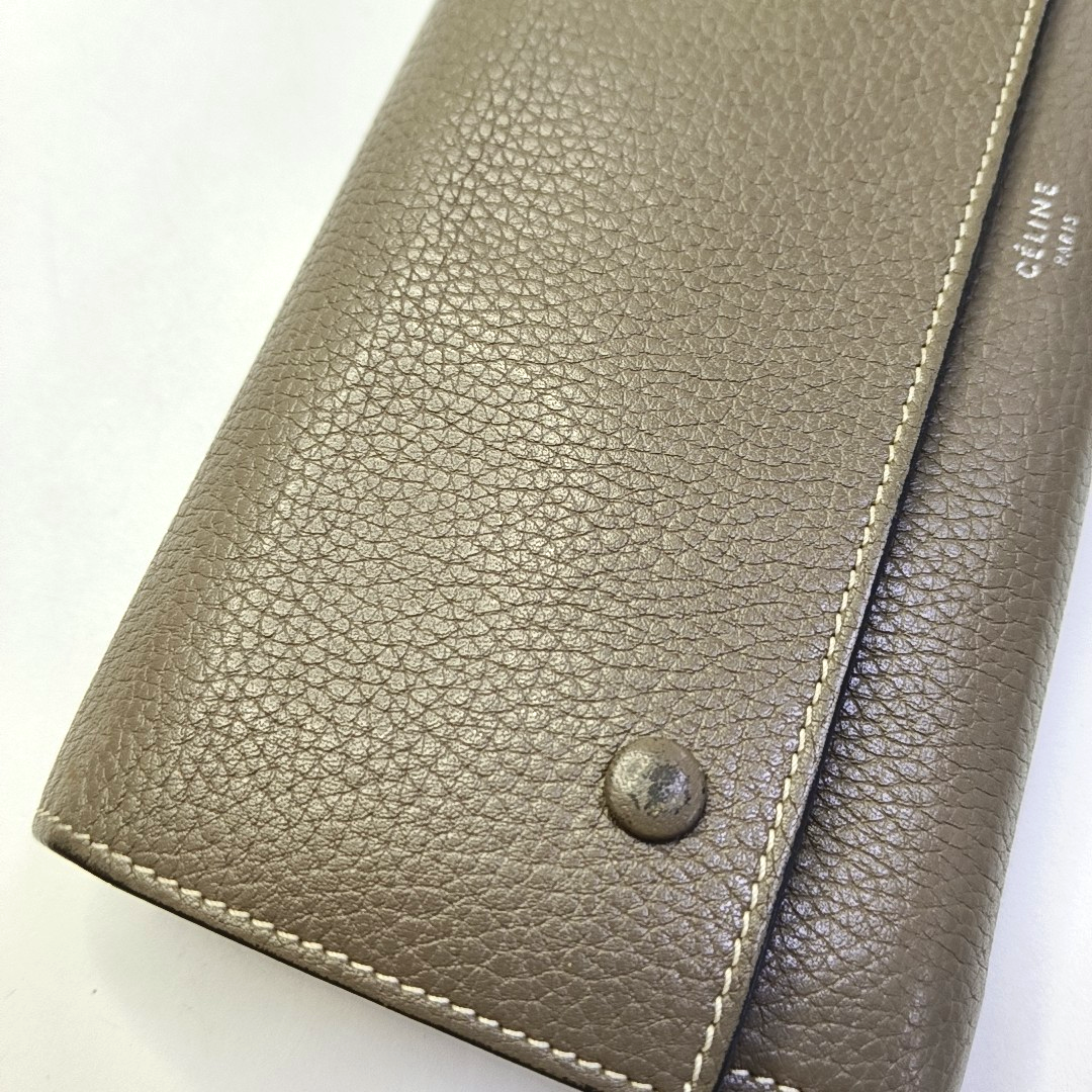 CELINE Gray Cowhide Wallet Silver Hardware-(SKU)-943087470