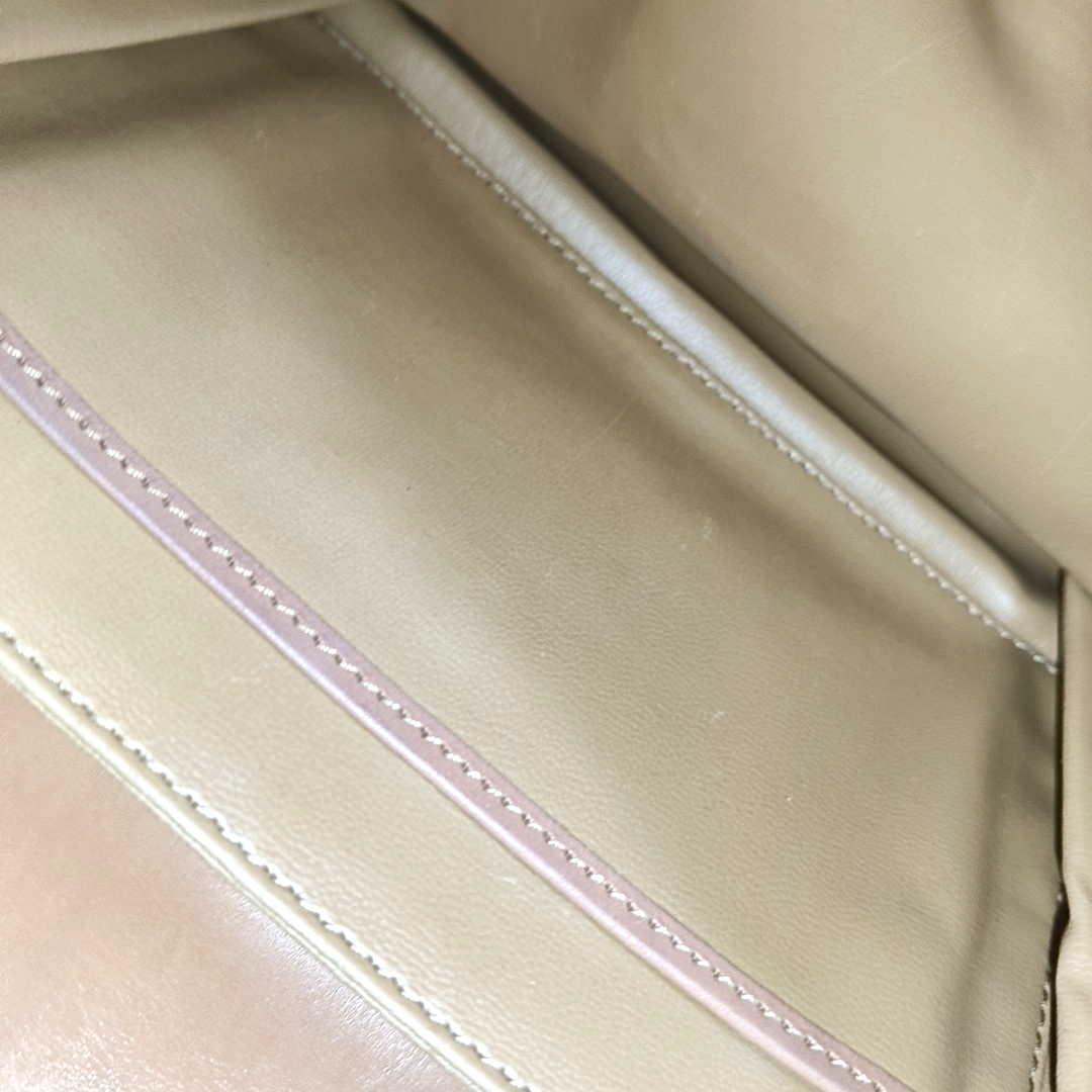 CELINE TABOU Beige coated canvas triumph gate single shoulder bag crossbody bag Golden hardware-(SKU)-14368008