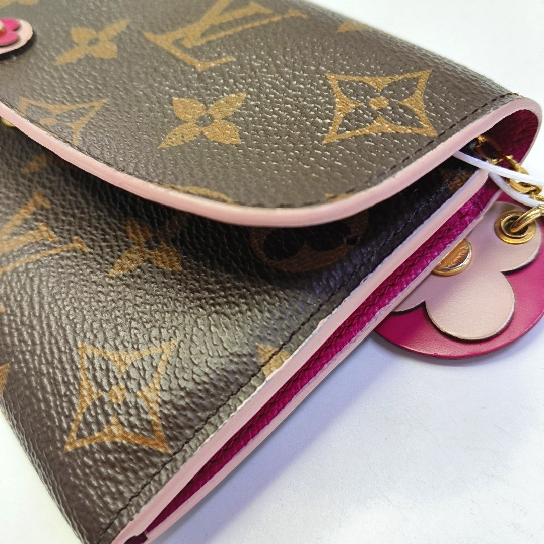 LOUIS VUITTON EMILIE Brown coated canvas vintage wallet Golden hardware-(SKU)-942991994