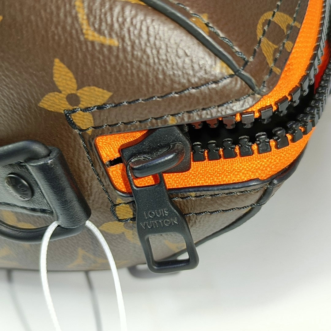 LOUIS VUITTON KEEPALL Brown Coated Canvas Monogram Boston Bag with Detachable Strap-(SKU)-968731490