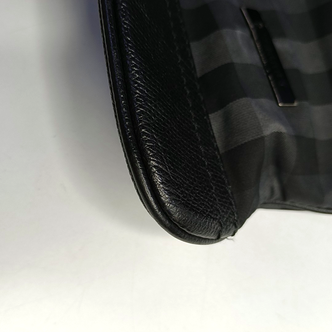 BURBERRY Dark Gray Nylon Battle Horse Plaid Single Shoulder Bag Crossbody Bag Ruthenium color hardware-(SKU)-958749400