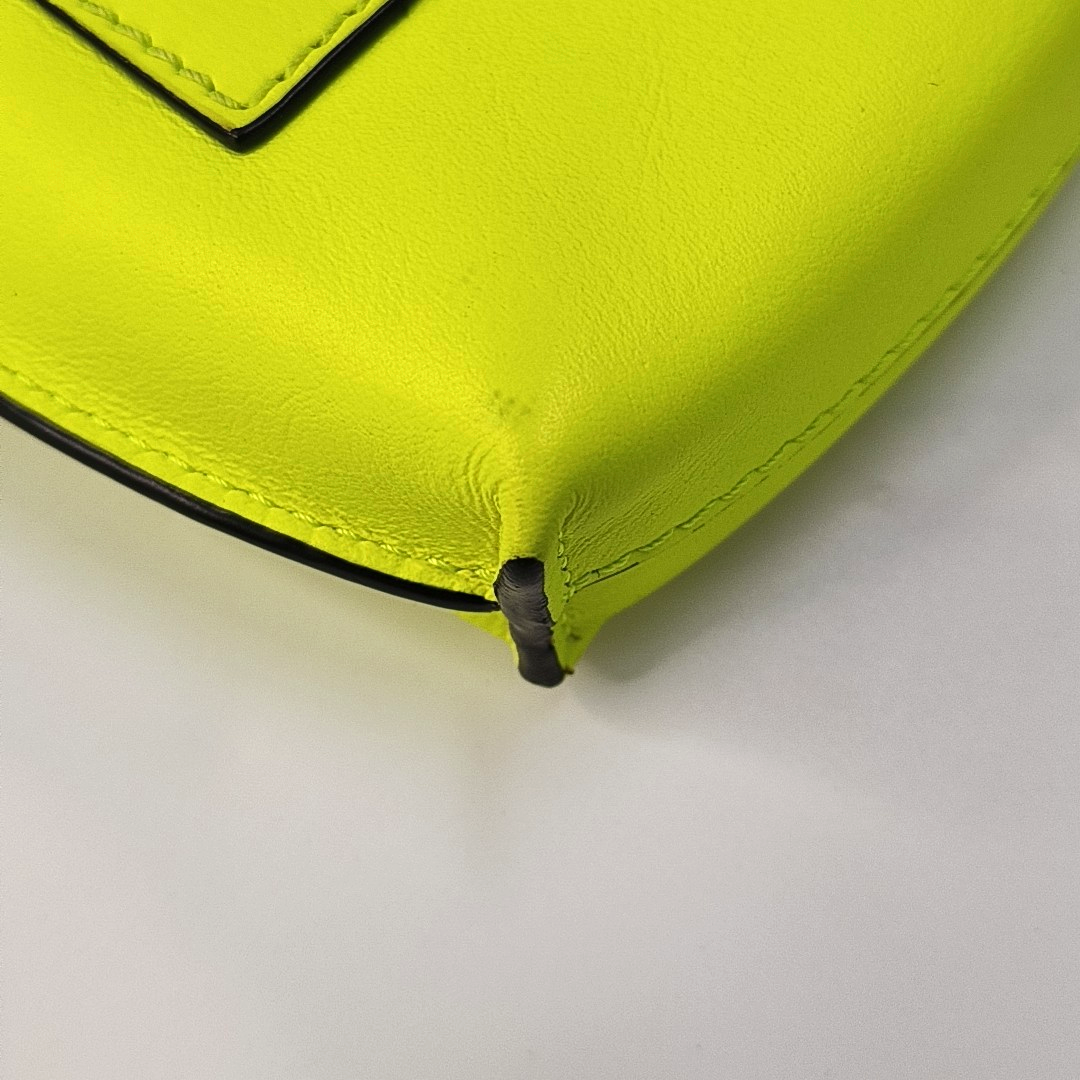 LOEWE Gate Yellow Cowhide Single Shoulder Handbag Crossbody Bag Silver Hardware-(SKU)-960260955