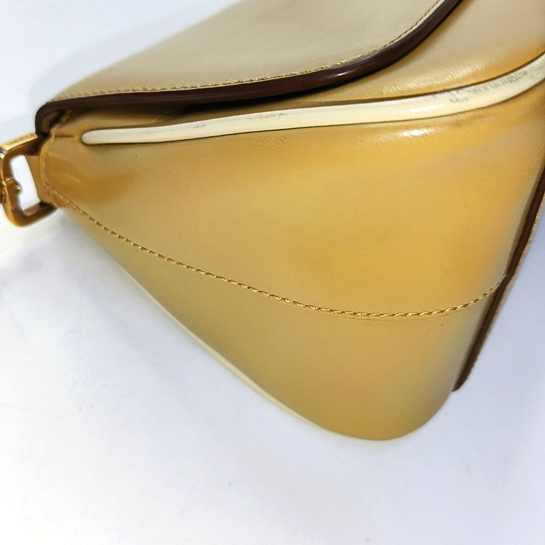 PRADA Ginger Yellow Leather Single Shoulder Tote Bag Golden hardware-(SKU)-957438126