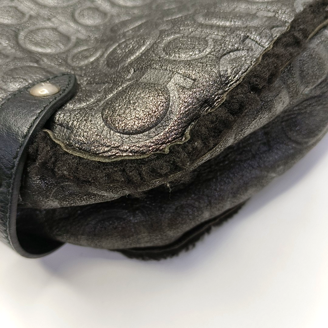FERRAGAMO Marissa Dark Gray Fabric Textured Handbag Silver Hardware-(SKU)-928999227