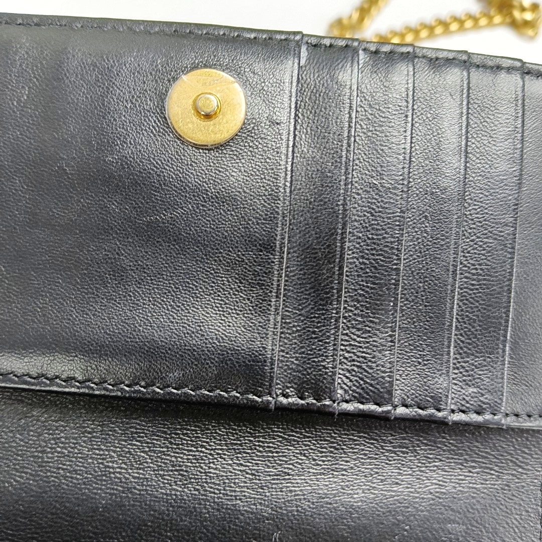 CHANEL WOC Black Lamb Skin Quilted Intrecciato Crossbody Bag, Shoulder Bag, Golden Hardware, 31 Clasp-(SKU)-970987317