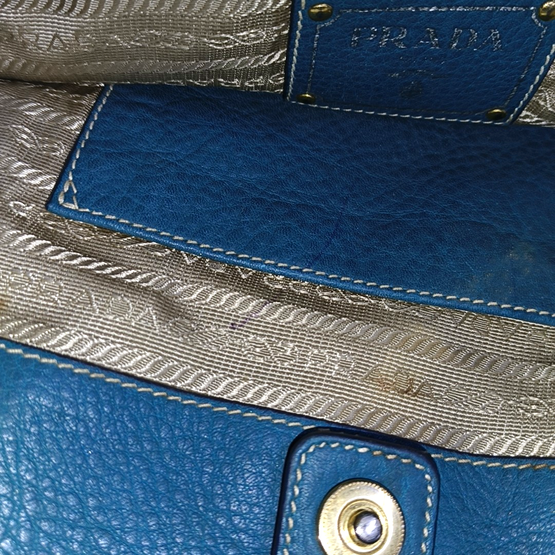 PRADA Bauletto Saffiano Teal Green Leather Handbag Golden hardware-(SKU)-947004681