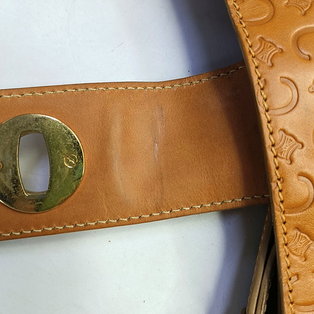 CELINE Caramel Cowhide Triumph Monogrammed Single Shoulder Bag Handbag Golden hardware-(SKU)-950054441