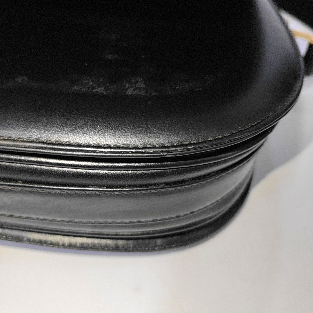 CELINE Black Leather Patchwork Single Shoulder Bag Golden hardware-(SKU)-941503752