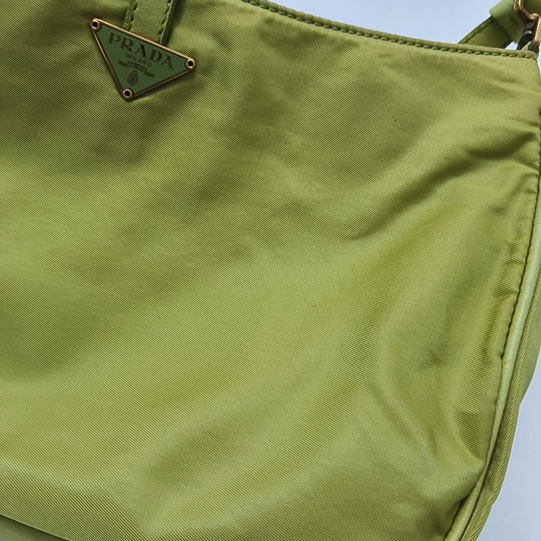 PRADA Green Nylon Logo Shoulder Bag Golden hardware-(SKU)-955381883