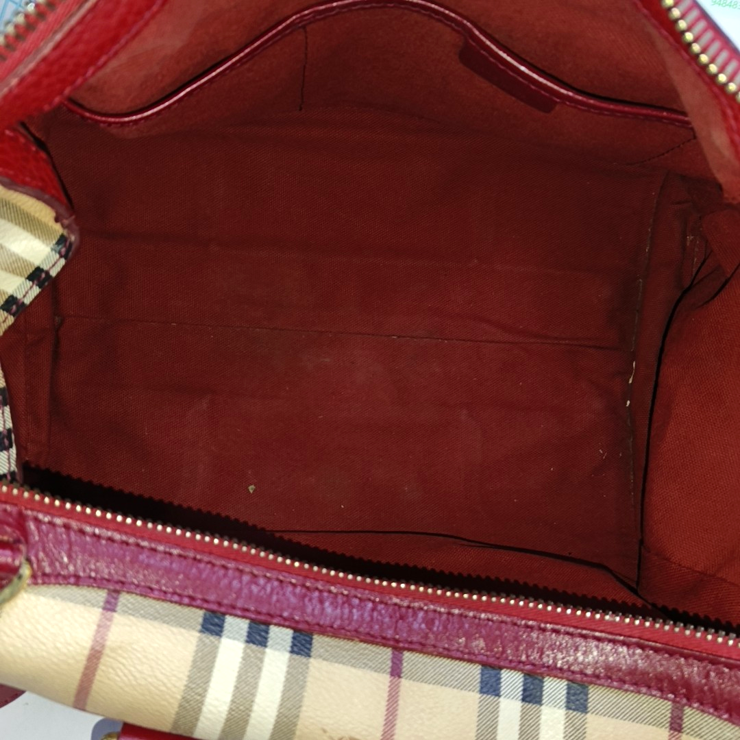 BURBERRY Red Coated Canvas Warhorse Plaid Single Shoulder Bag Golden hardware Removable shoulder strap-(SKU)-948483187
