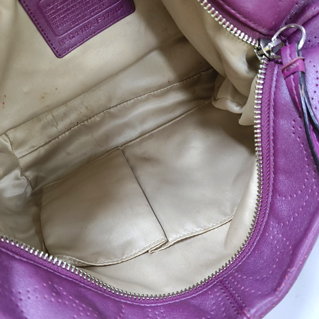 COACH Fuchsia Leather Cut-Out Sling Bag Silver Hardware Removable shoulder strap-(SKU)-928562151