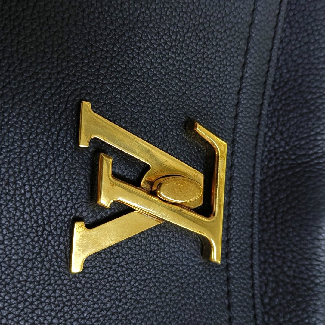 LOUIS VUITTON LOCKME TENDER Small Black Leather Shoulder Bag with Detachable Strap-(SKU)-969960373
