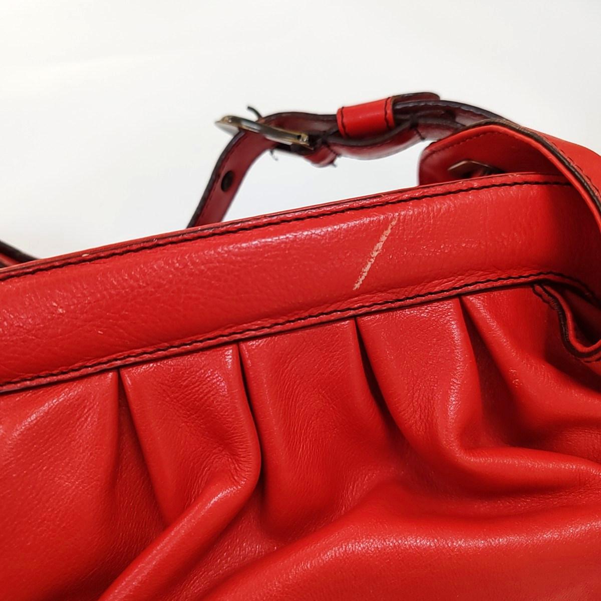 FENDI Red Calf Leather Crossbody Shoulder Bag Tote Golden hardware Removable shoulder strap-(SKU)-958494081