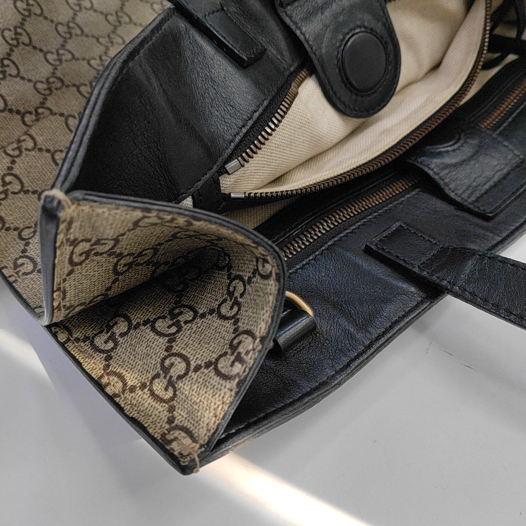 GUCCI Tote bag Brown Coated Canvas Monogrammed Tiger Head Handbag Golden hardware-(SKU)-951669810