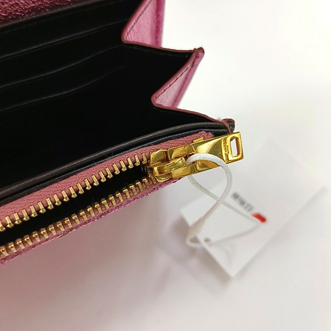 YSL MONOGRAM 粉色牛皮绗缝V纹钱包 Golden hardware Complete Accessories-(SKU)-957647456