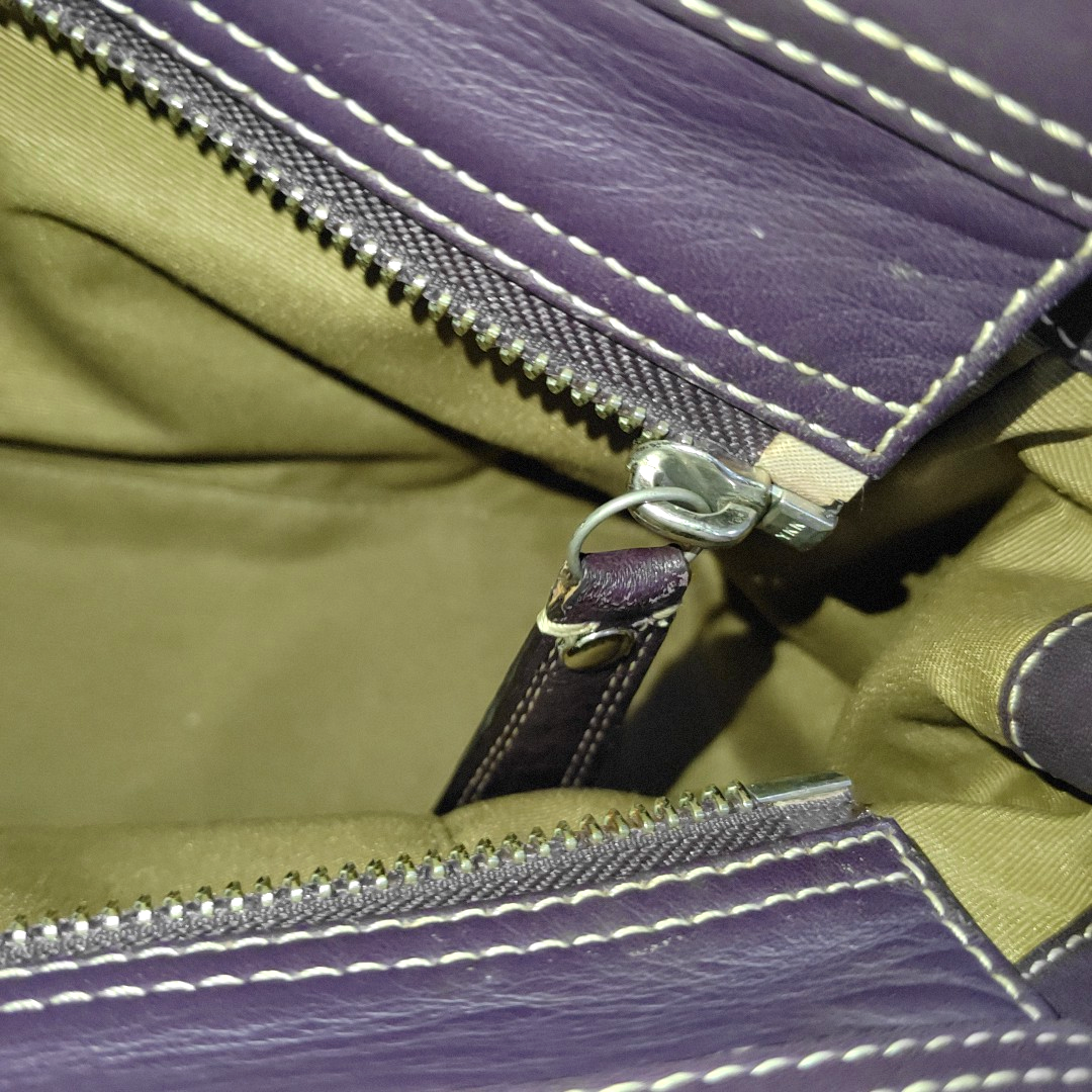 COACH Tote bag Purple Leather Handbag Silver Hardware-(SKU)-938235909