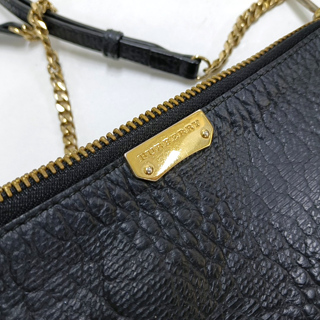 BURBERRY Mildenhall Black Leather Crossbody Bag Single Shoulder Bag Golden hardware-(SKU)-958494726