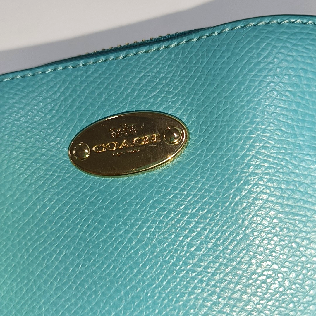 COACH CORA Light Blue Cowhide Crossbody Tote Shoulder Bag Golden hardware Removable shoulder strap-(SKU)-14348899