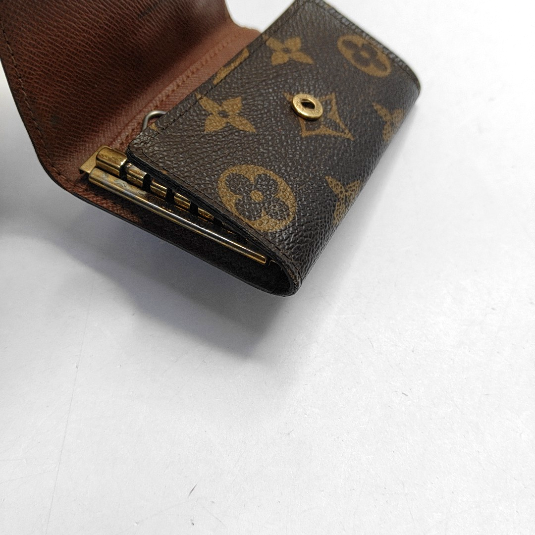 LOUIS VUITTON PORTE MONNAIE Brown Coated Canvas Monogram Key Bag Golden hardware-(SKU)-943902302