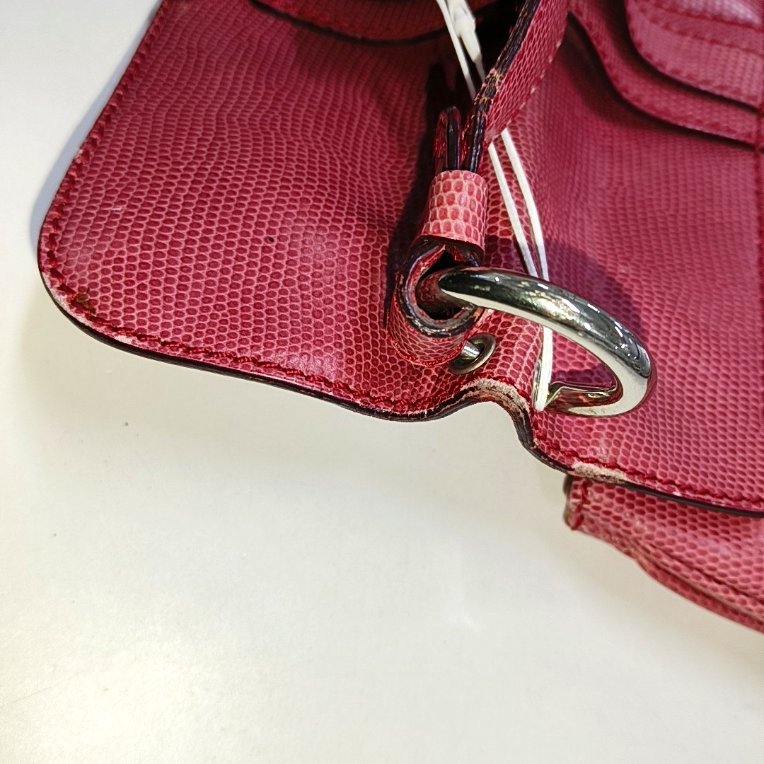 BURBERRY Red Cowhide Embossed Shoulder Bag Tote Silver Hardware-(SKU)-928563763