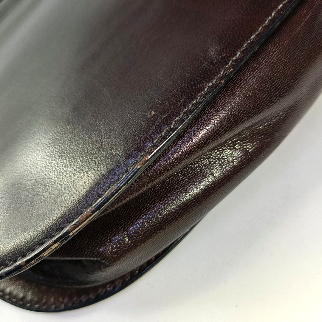 PRADA Dark Brown Leather Handbag Brown Hardware-(SKU)-954064287