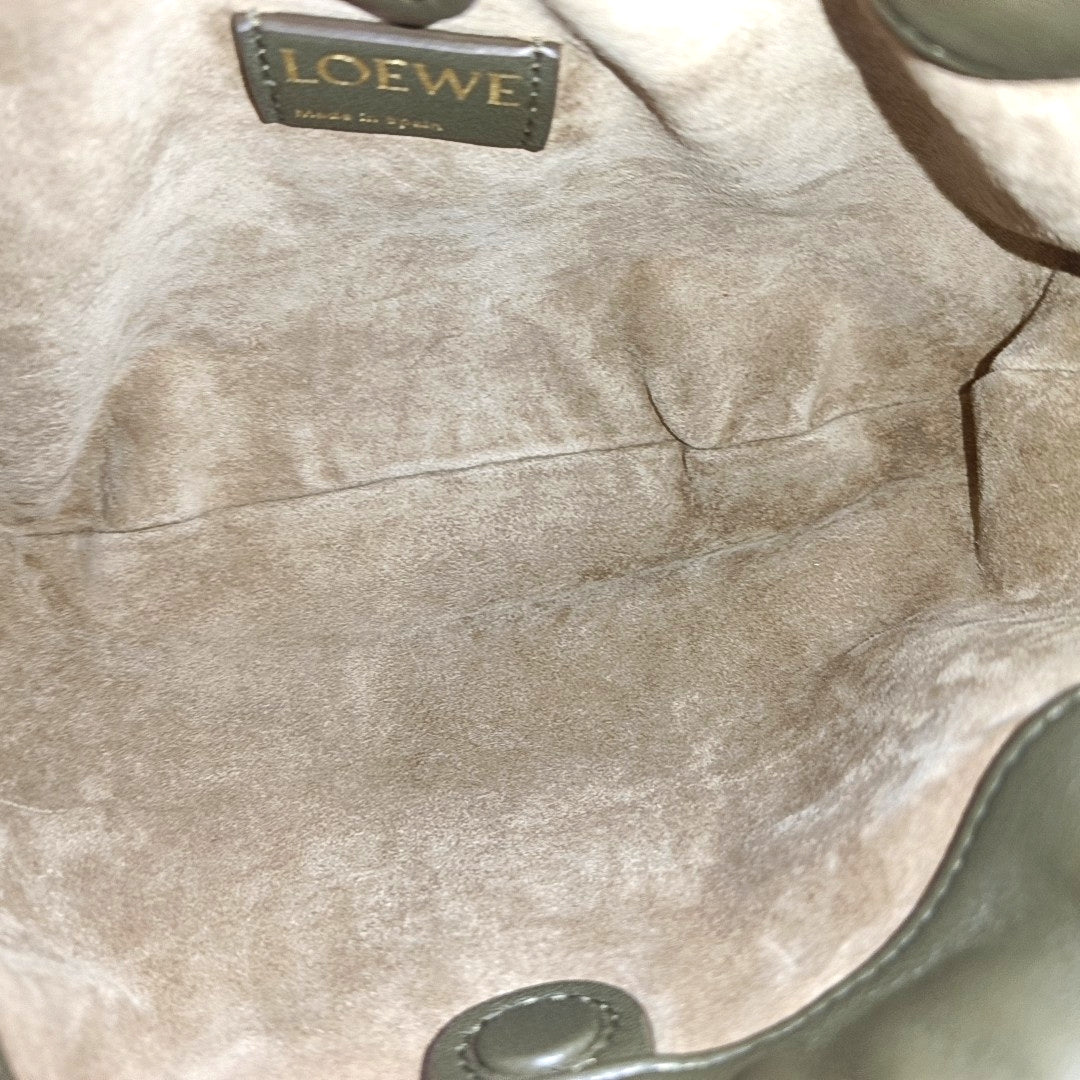 LOEWE Flamenco Green Lamb Skin Single Shoulder Bag Tote Bag Crossbody Bag Golden Hardware 2 Removable Straps-(SKU)-966786870
