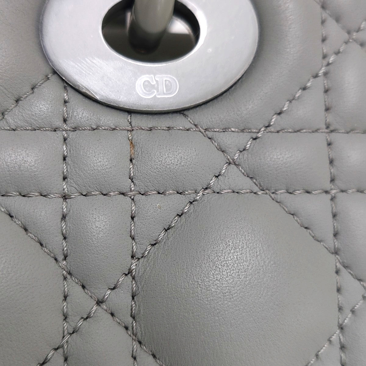 DIOR Lady Dior Small Size Grey Calfskin Quilted Cannage Four Shoulder Bag, Handbag, Crossbody Bag with Detachable Strap-(SKU)-966716801