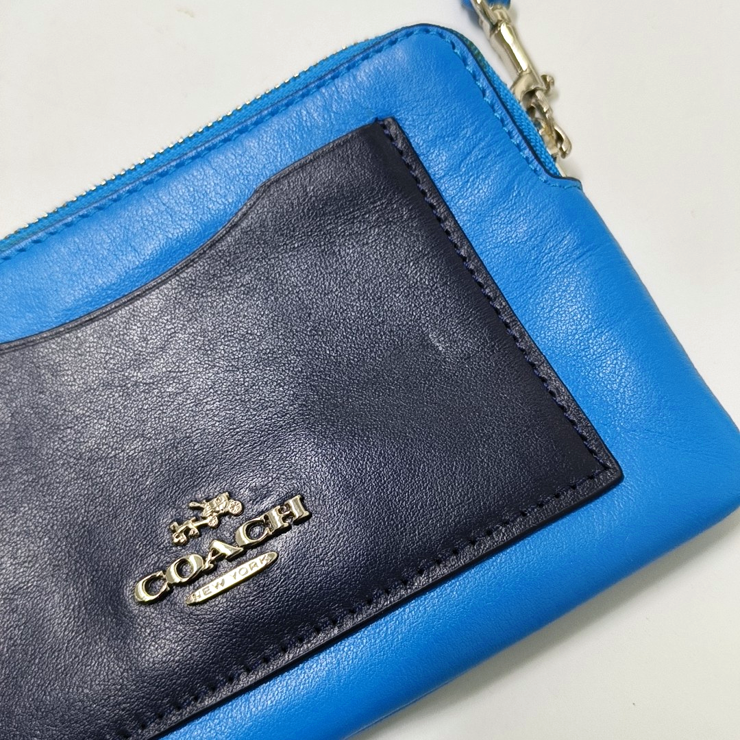 COACH CORNER ZIP POCHETTEBlue Leather Carriage Tote Bag16-(SKU)-942807108
