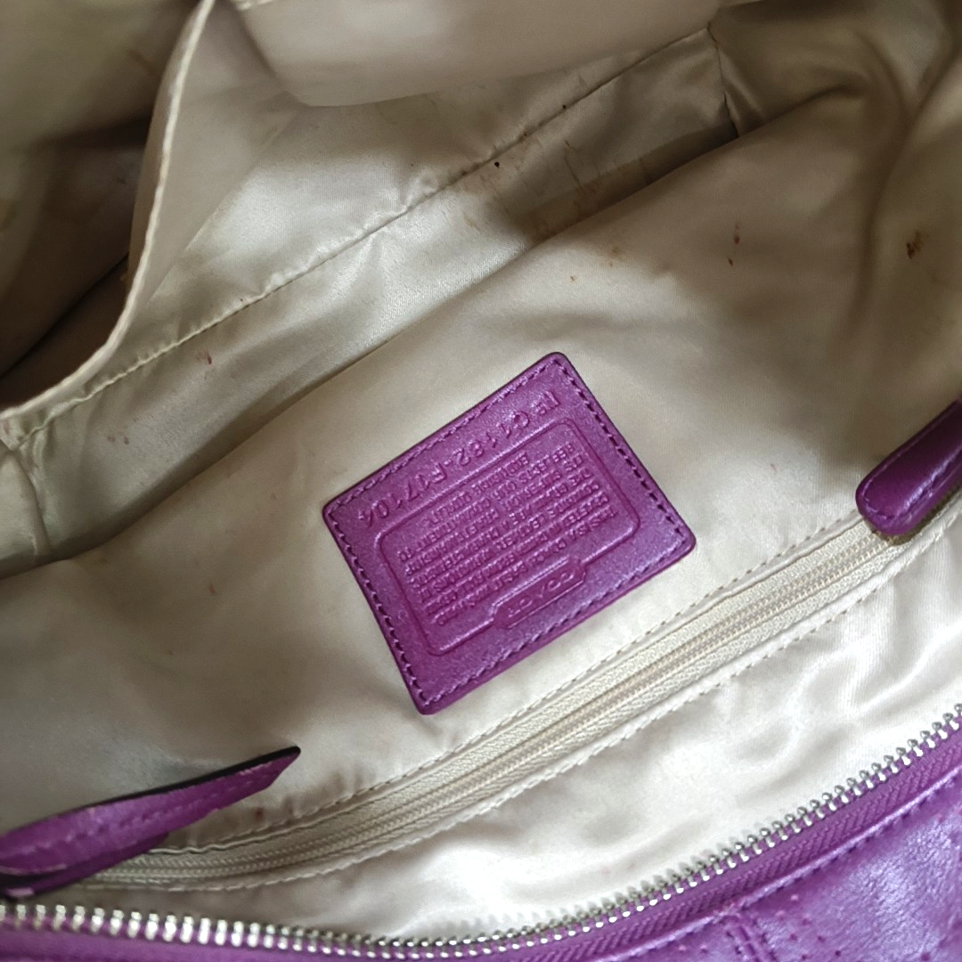 COACH Fuchsia Leather Cut-Out Sling Bag Silver Hardware Removable shoulder strap-(SKU)-928562151