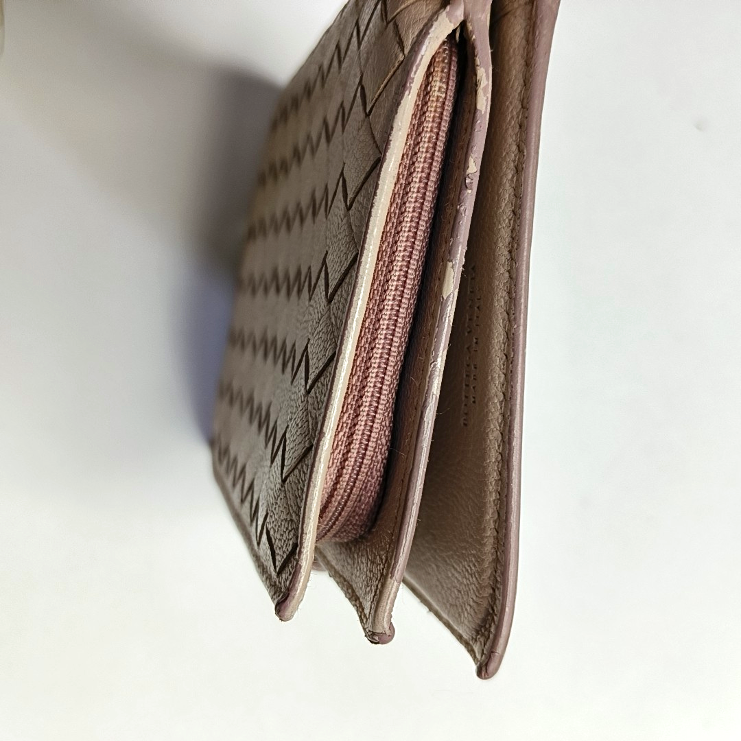 BOTTEGA VENETA Beige Calfskin Woven Wallet Silver Hardware-(SKU)-945922858