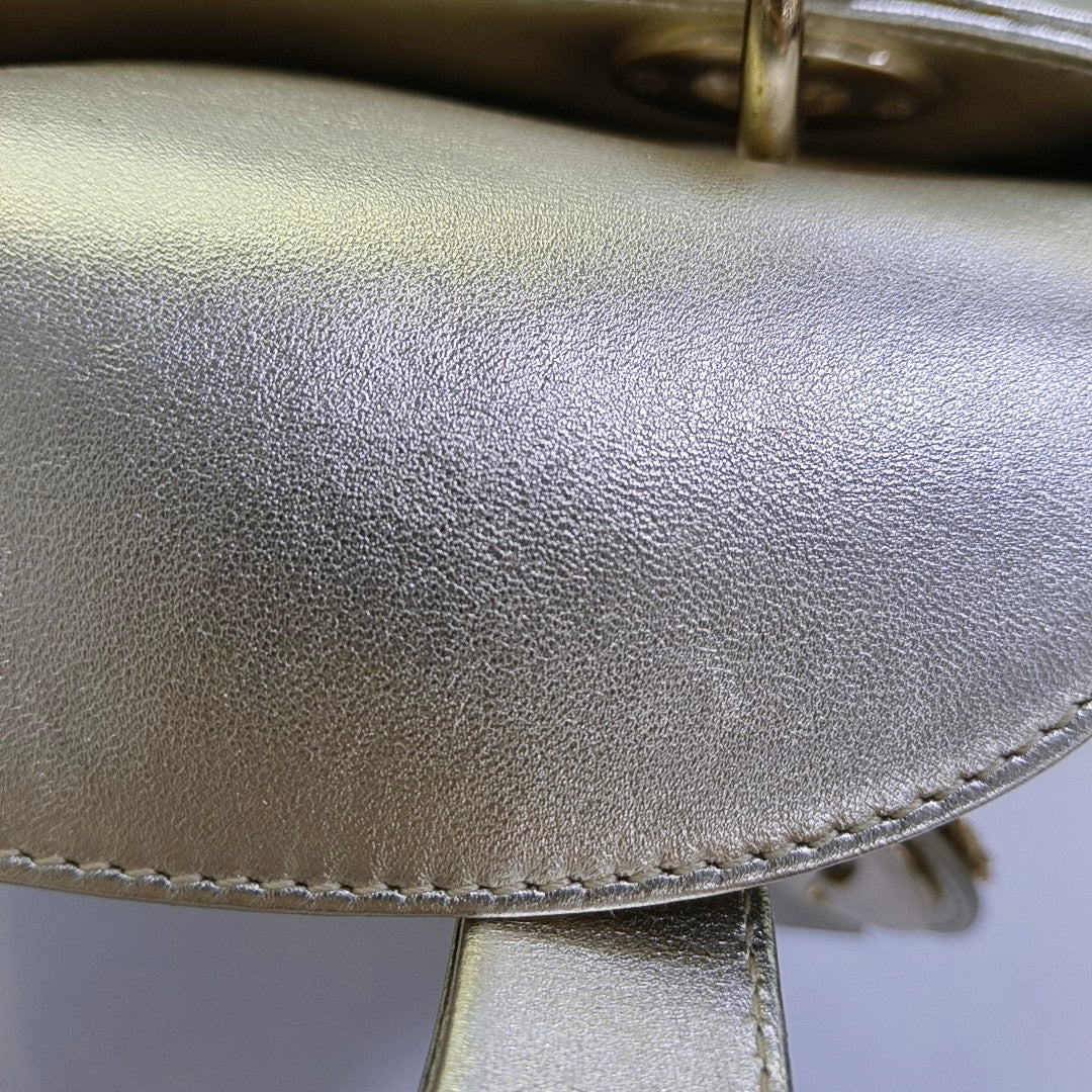 DIOR Lady Dior Small Champagne Lamb Skin Quilted Four Compartments Shoulder Bag Tote Crossbody Bag with Detachable Strap-(SKU)-969145755