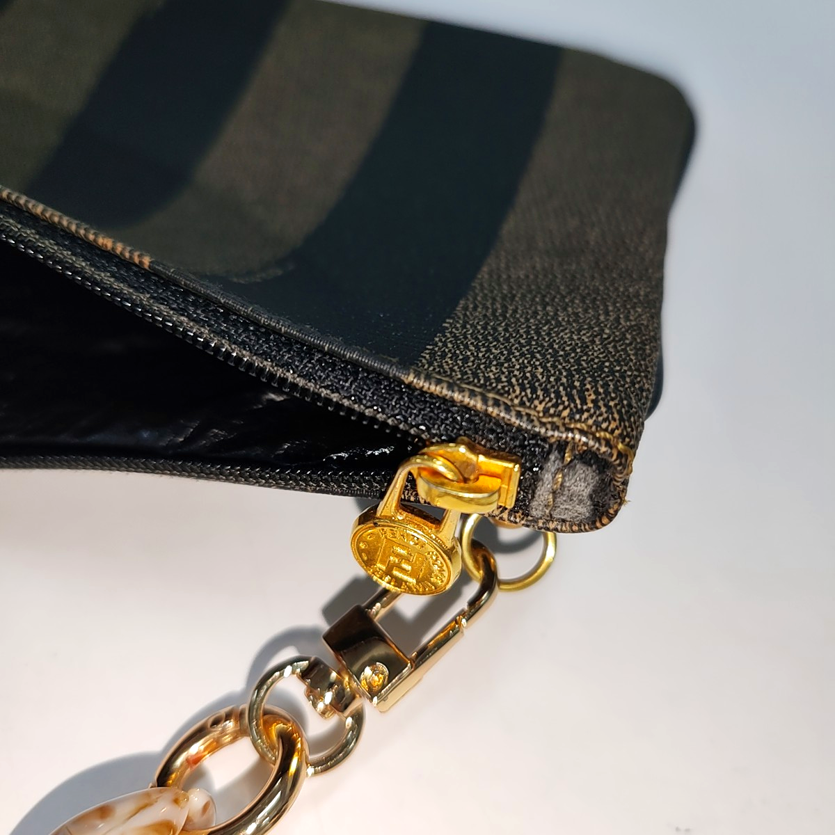FENDI Brown Coated Canvas Handbag Golden hardware-(SKU)-936934936