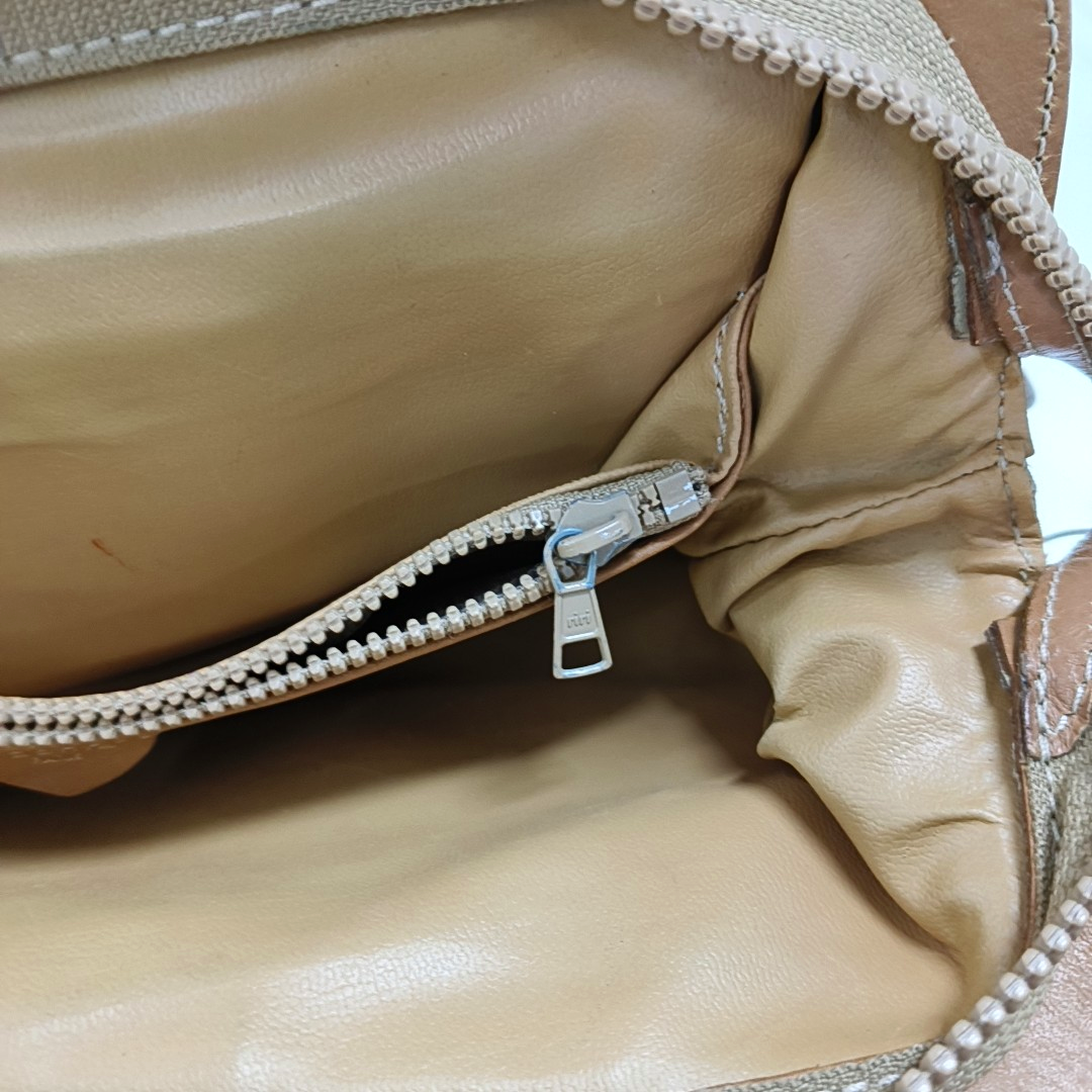 CELINE Tote bag Khaki Coated Canvas Triumph Grained Shoulder Bag Handbag Brown Hardware-(SKU)-947832104