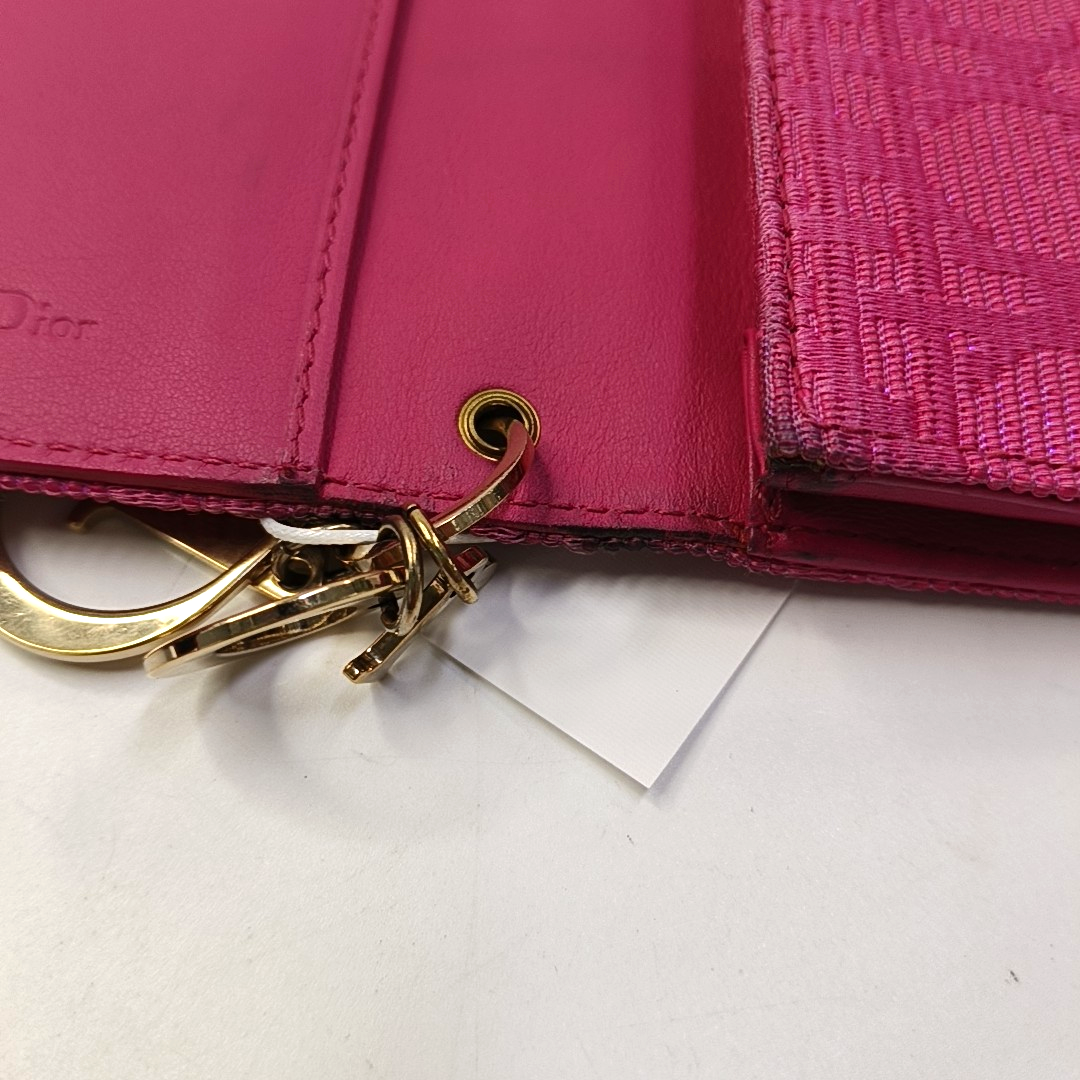 DIOR Fuchsia Fabric Wallet Golden hardware-(SKU)-959328044
