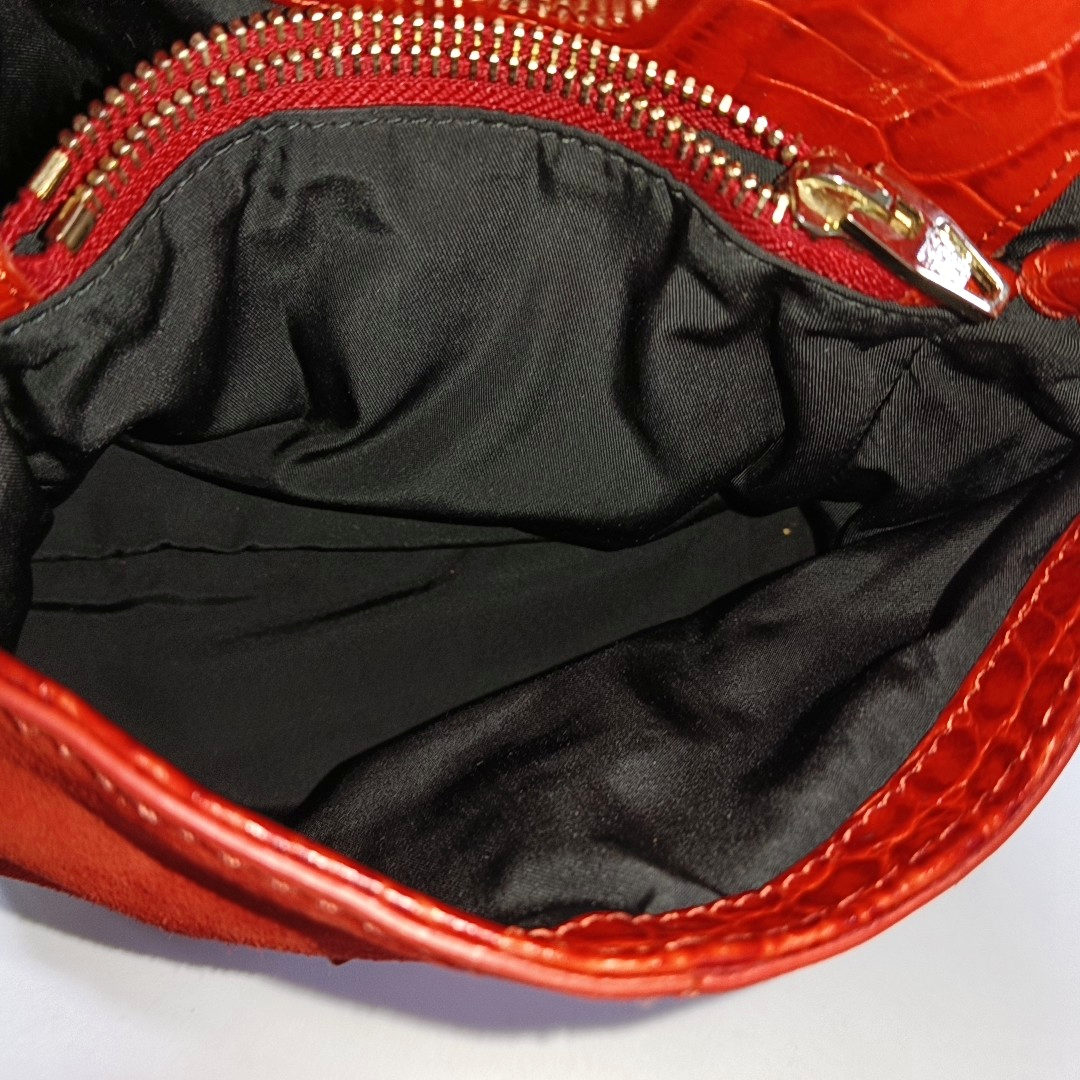 Alexander Wang Marion Orange-red suede rivet crocodile-pattern shoulder bag/crossbody bag Golden hardware Removable shoulder strap-(SKU)-928445182