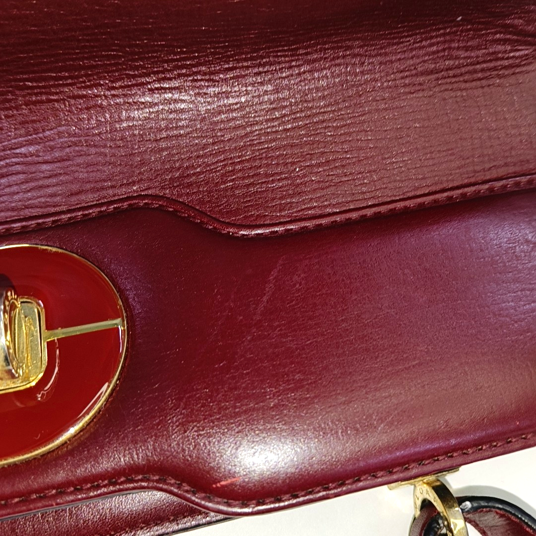 BVLGARI ISABELLA ROSSELLINI Burgundy Cowhide Single Shoulder Bag Handbag Crossbody Golden hardware Removable shoulder strap-(SKU)-931850112