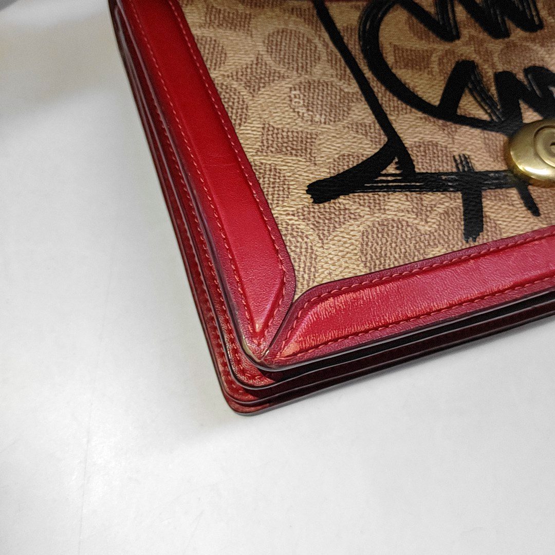 COACH Brown Coated Canvas Monogram Printed Crossbody Shoulder Tote Bag Single Shoulder Tote Bag Golden hardware Removable shoulder strap-(SKU)-940146721
