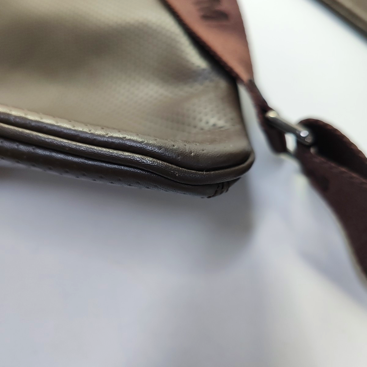 MCM Dark Brown Leather Cutout Crossbody Shoulder Bag Silver Hardware-(SKU)-944545027