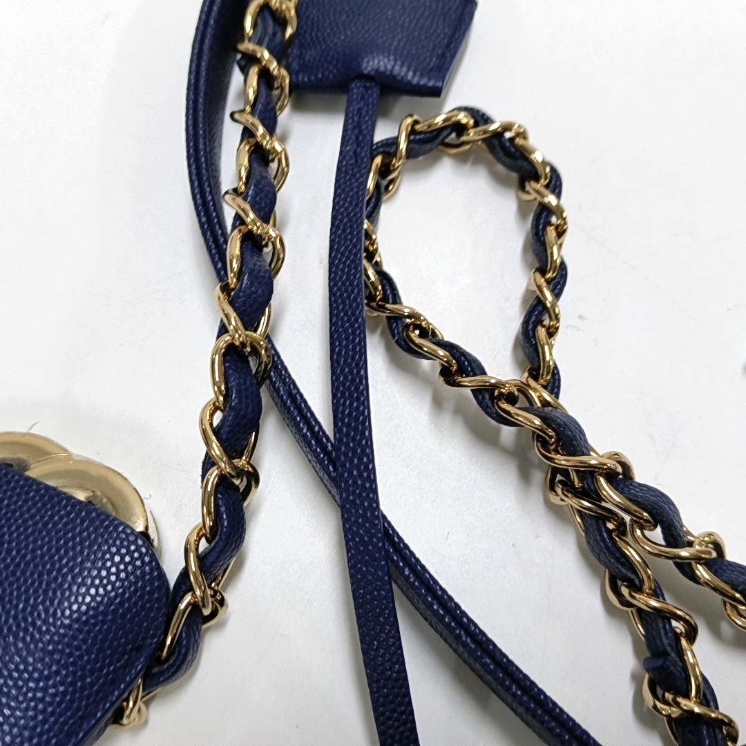 CHANEL FILIGREE Medium Blue Grained Calfskin Quilted Shoulder Bag Tote Crossbody Bag with Detachable Strap Gold Hardware 29 Compartments-(SKU)-961482565