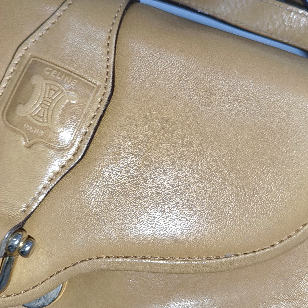 CELINE Brown Leather Single Shoulder Bag Crossbody Bag Silver Hardware-(SKU)-14353451