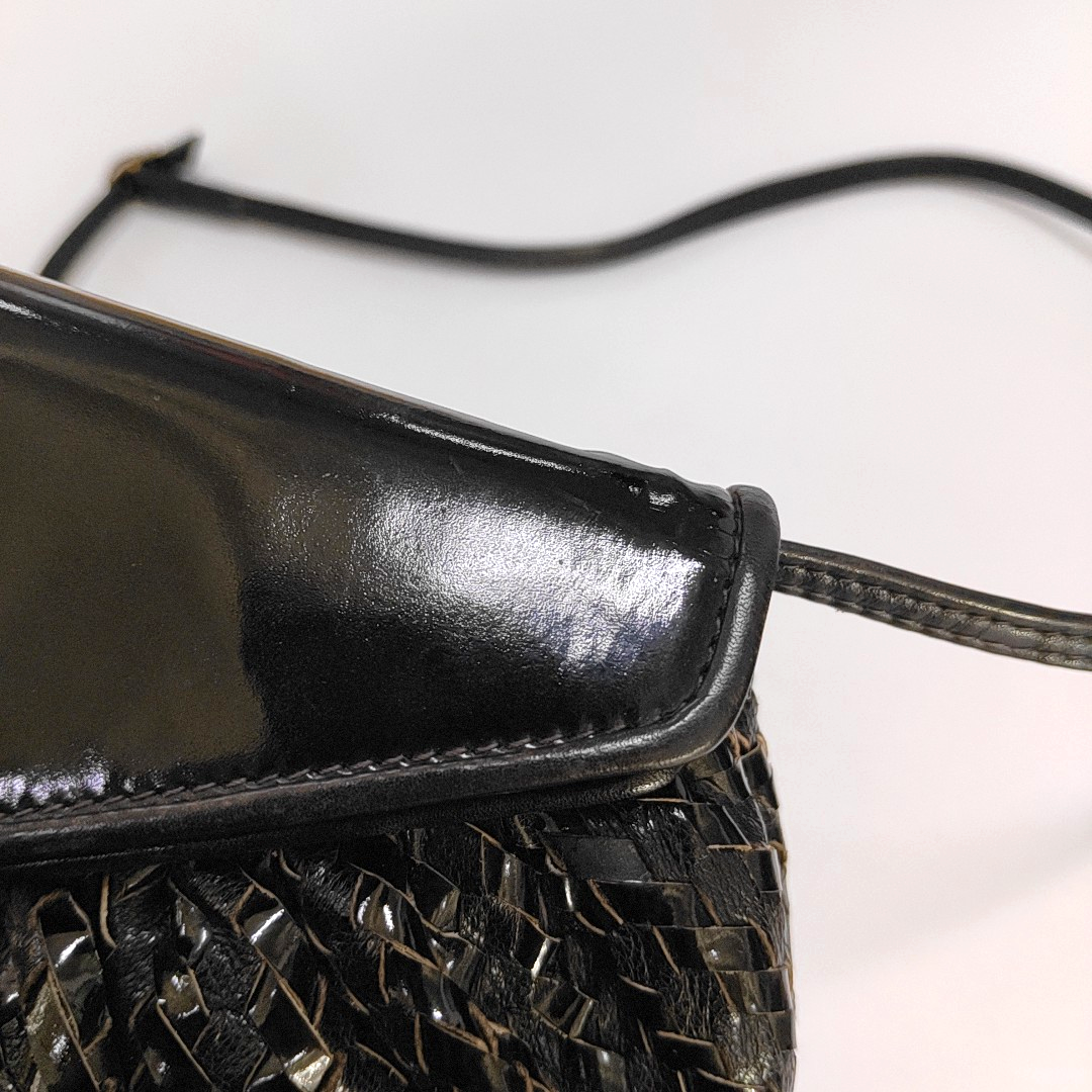 FENDI Black Leather Woven Single Shoulder Handbag Silver Hardware Removable shoulder strap-(SKU)-959209591